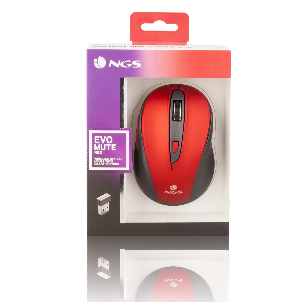 MOUSE NGS WLESS OPTICAL [EVO MUTE] RED