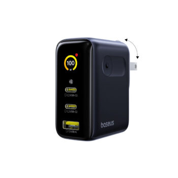 Baseus PicoGo AE21 Φορτιστής GaN 100W με 2 USB-C, USB-A και Καλώδιο Μαύρος