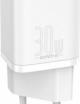 Baseus Super Si Φορτιστής USB-C 30W Power Delivery Λευκός