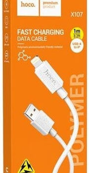 Hoco X107L Καλώδιο USB-A σε Lightning Λευκό 1m (HC-X107L-WH)